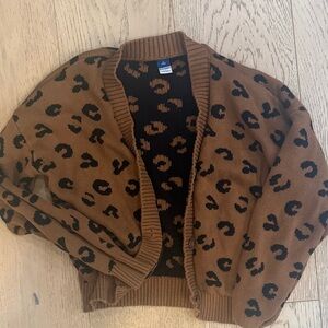 Old Navy Brown Leopard Print Kids Sweater
